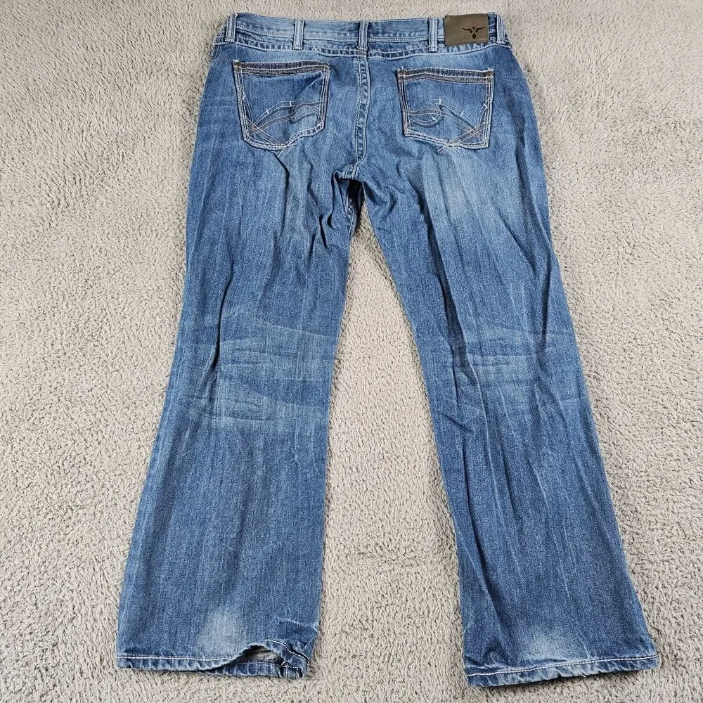 Wrangler 20X Jeans Mens 39x29 Blue Denim Distressed Work Ranch Western Cowboy